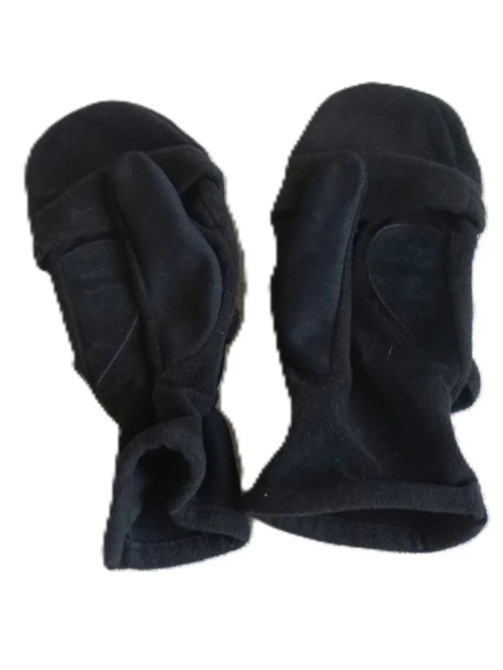 Isotoner Black Fingerless Convertible Mittens Thermal Fleece Gloves Women’s OSFM - Picture 2 of 10